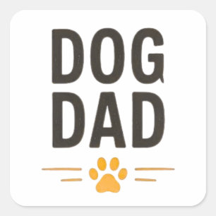 Sticker Carré Papa Chien avec Dessin Simple de Patte
