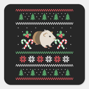 Sticker Carré Papa de la Guinée porc laid Noël