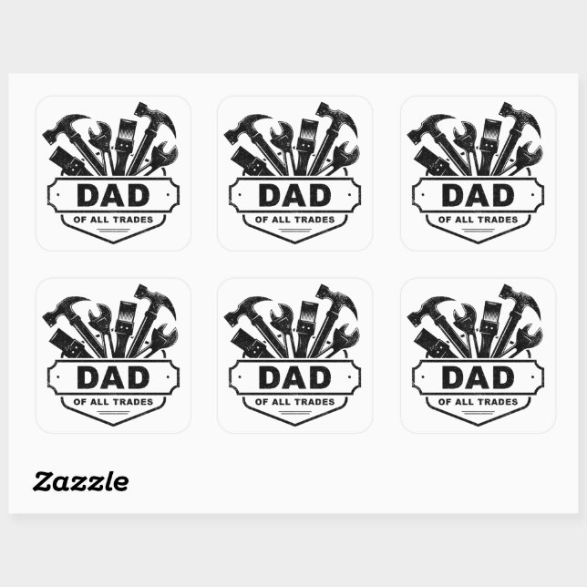 Sticker Carré Papa de tous les métiers - Outils pour homme de ma (Feuille)