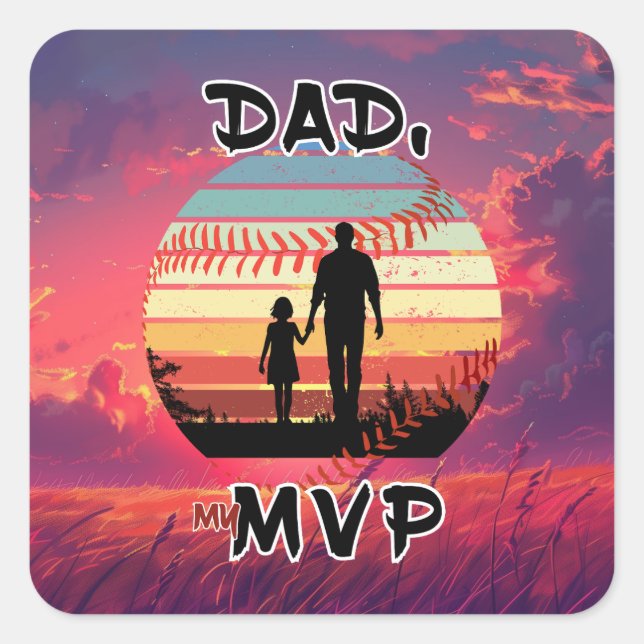 Sticker Carré Papa, mon PVP - Fille et papa (Devant)