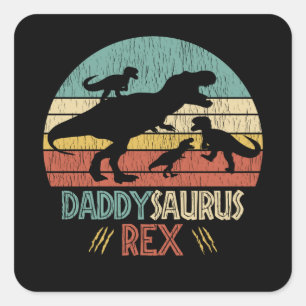 Sticker Carré Papa Saurus Rex Dinosaure Papa Cadeau Humour