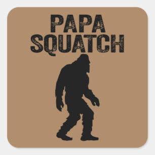 Sticker Carré Papa Squatch Funny Bigfoot - Cadeau Fête des pères