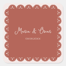 Sticker Carré Papel Picado Terracotta Mariage mexicain