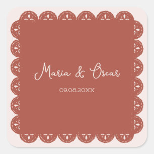 Sticker Carré Papel Picado Terracotta Mariage mexicain