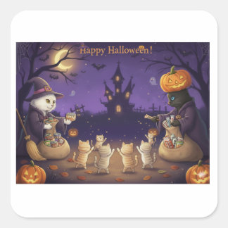 Sticker Carré Paper&Pukku joyeux halloween!