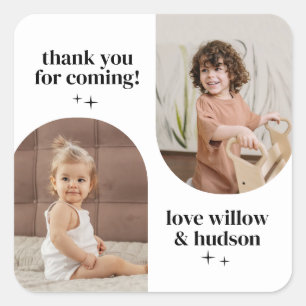 Sticker Carré Papier d'anniversaire conjoint photo double arc