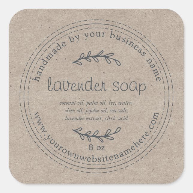 Sticker Carré Papier de savon de lavande de lavande artisanale r (Devant)