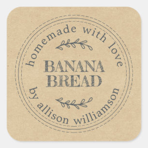 Sticker Carré Papier Kraft Cadeau de Pâtisserie Maison Rustique