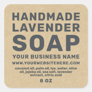 Sticker Carré Papier Kraft de savon de lavande artisanale modern