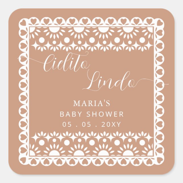 Sticker Carré Papier mexicain Picado Cielito Lindo Baby shower (Devant)