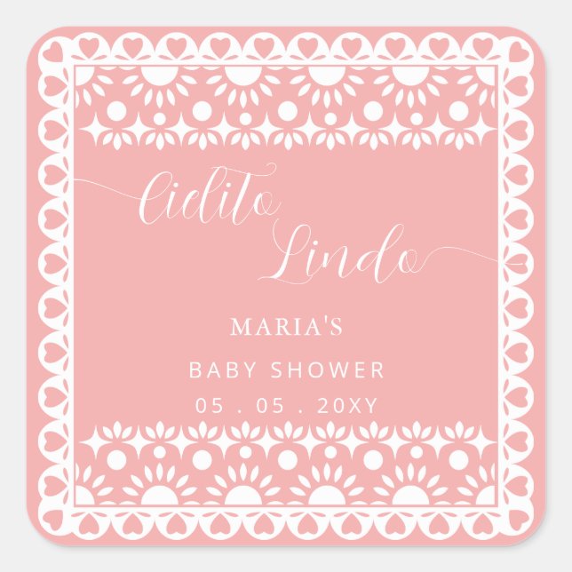 Sticker Carré Papier mexicain Picado Cielito Lindo Baby shower (Devant)