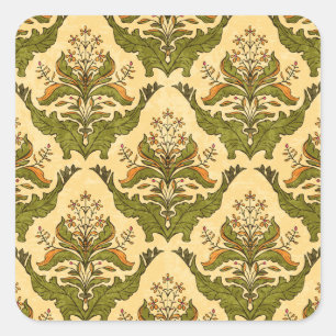 Sticker Carré Papier peint floral classique : damassé stylisé.
