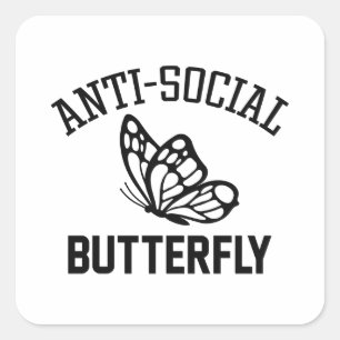 Sticker Carré Papillon anti-social
