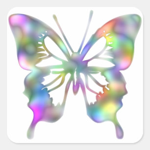 Sticker Carré Papillon arc-en-ciel