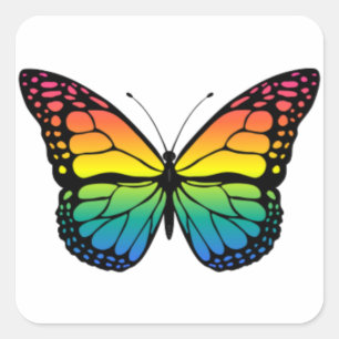 Sticker Carré Papillon arc-en-ciel