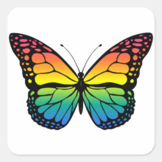 Sticker Carré Papillon arc-en-ciel