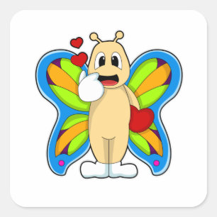 Sticker Carré Papillon au coeur