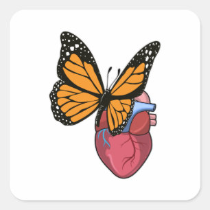 Sticker Carré Papillon au coeur