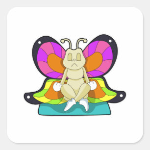 Sticker Carré Papillon au Yoga en jambe