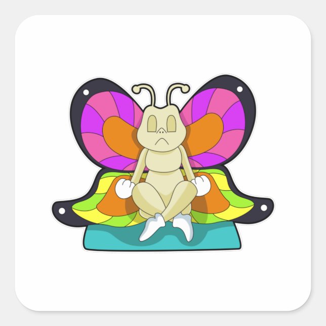 Sticker Carré Papillon au Yoga en jambe (Devant)