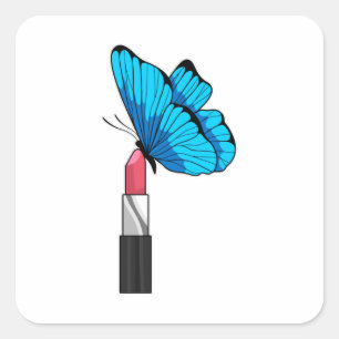 Sticker Carré Papillon avec bâton à lèvres