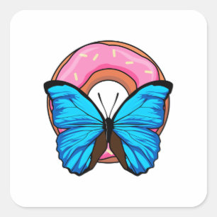 Sticker Carré Papillon avec Donut