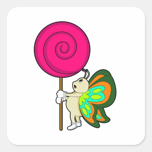 Sticker Carré Papillon avec Lollipop (Devant)