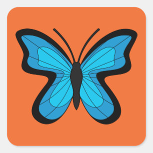 Sticker Carré Papillon bleu