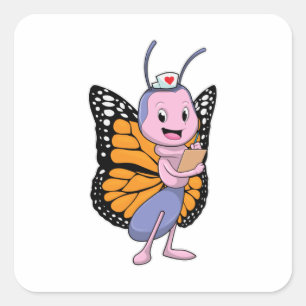 Sticker Carré Papillon comme infirmière