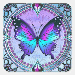 Sticker Carré Papillon de sublimation avec Arrière - plan