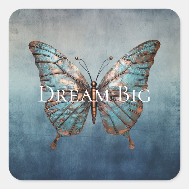 Sticker Carré Papillon de texture gris bleu (Devant)