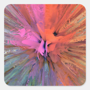 Sticker Carré Papillon d'énergie rose, art fractal
