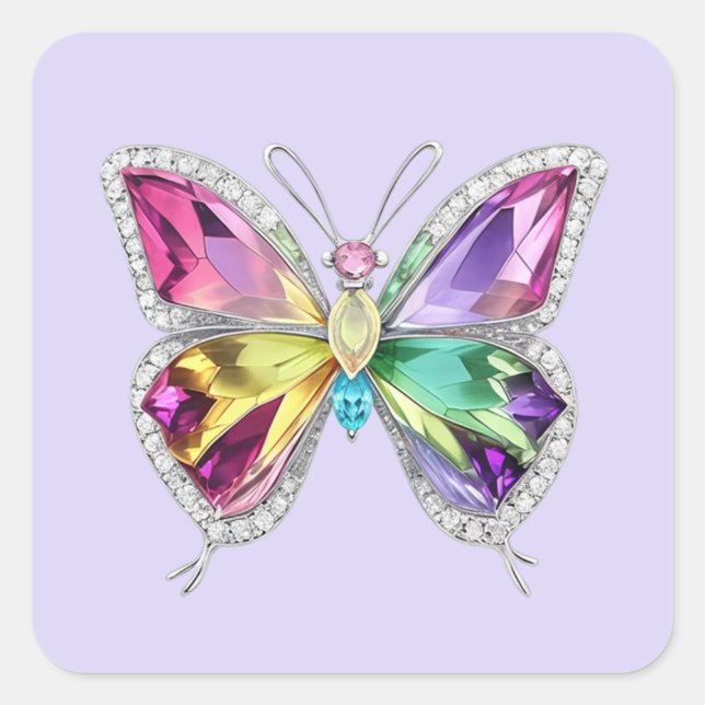Sticker Carré Papillon en cristal arc-en-ciel bijoux (Devant)
