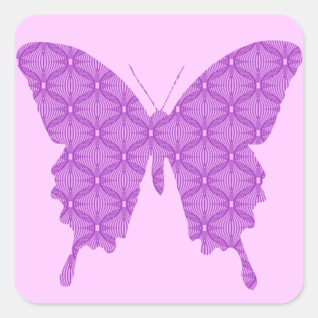 Sticker Carré Papillon, motif abstrait, lavande et violet (Devant)