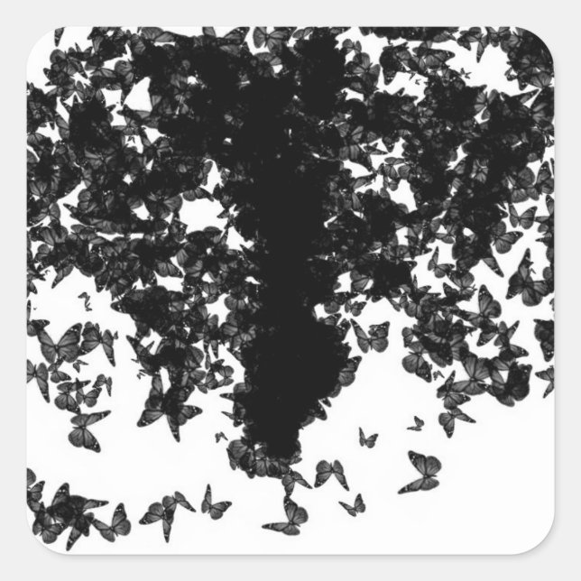 Sticker Carré papillon noir (Devant)