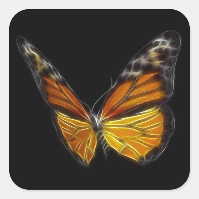 Sticker Carré Papillon orange monarque insecte volant (Devant)