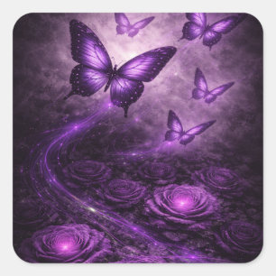 Sticker Carré Papillon Pourpre – Collection Dark Bloom