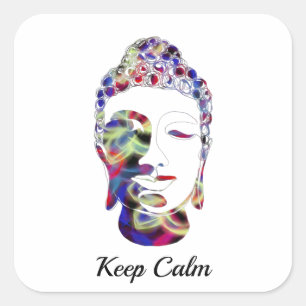 Sticker Carré Papillon Spirit Abstraite silhouette de bouddha ti