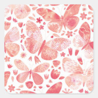 Papillons Aquarelle Corail rose
