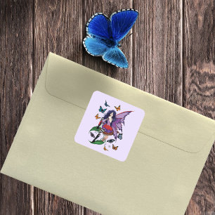 Sticker Carré Papillons aux champignons poilus