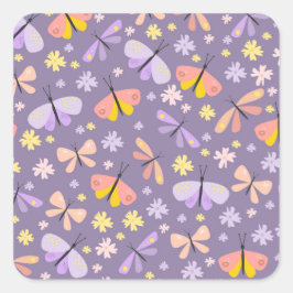 Sticker Carré Papillons Et Beetons Mignons