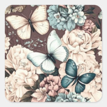 Papillons et fleurs brunes