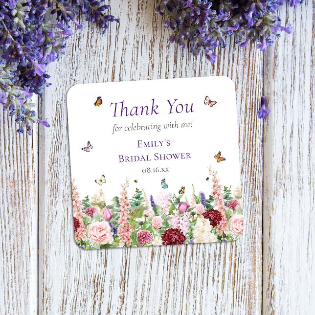 Sticker Carré Papillons Floraux Mariage Remerciements (Créateur téléchargé)
