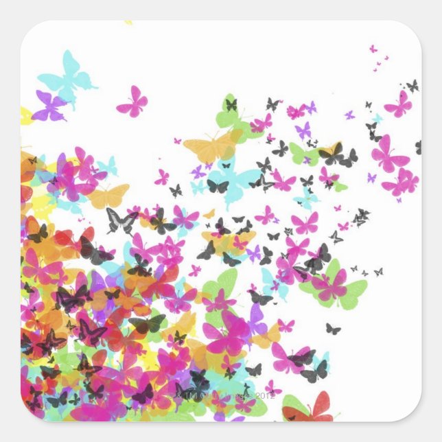 Sticker Carré Papillons volants (Devant)