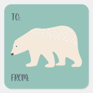 Sticker Carré Paquet de Noël à partir de l'ours polaire