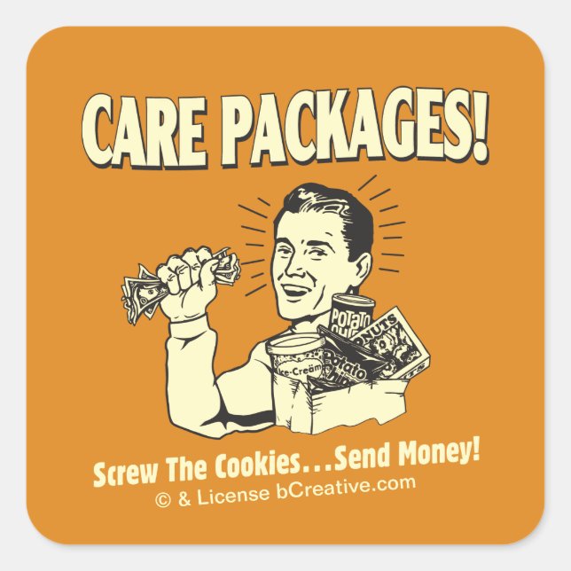 Sticker Carré Paquets de soins : Cookies de vis Envoyer $ (Devant)
