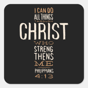 Sticker Carré Par Christ Jésus Bible Citation Motivationnelle