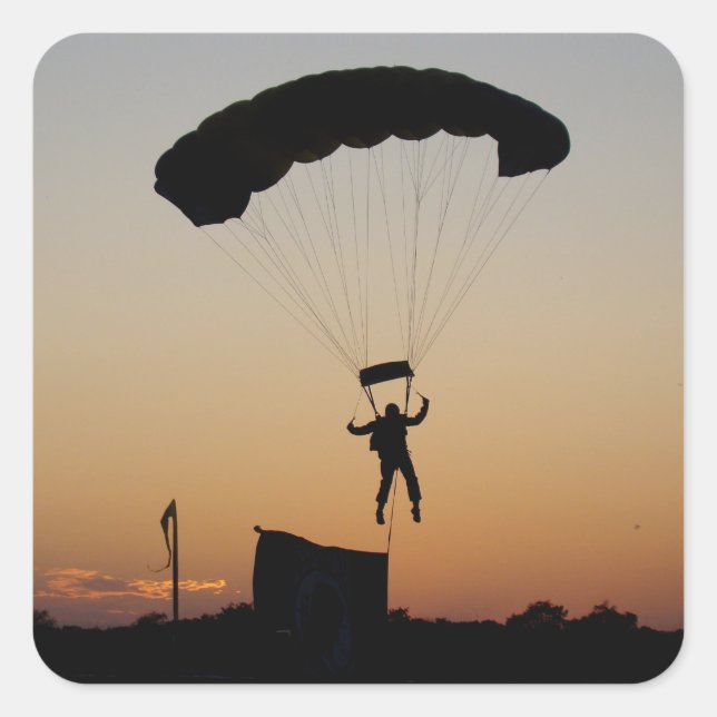 Sticker Carré Parachute de Skydiver à Sunset Sky Diver (Devant)