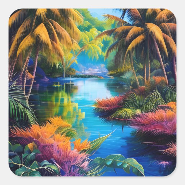 Sticker Carré Paradis tropical II (Devant)