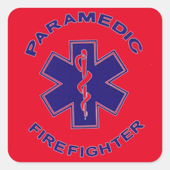 Sticker Carré Paramedic du pompier (Devant)